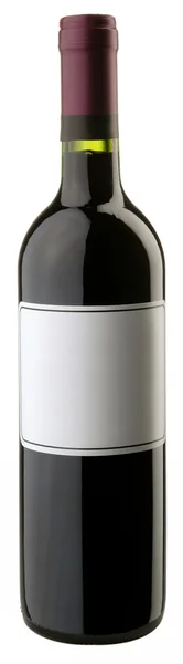 Bir Şişe Kırmızı Şarap Boş Etiket Kırpma — Stok fotoğraf