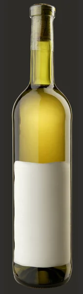 Bir Şişe Beyaz Şarap Boş Etiket Kırpma — Stok fotoğraf