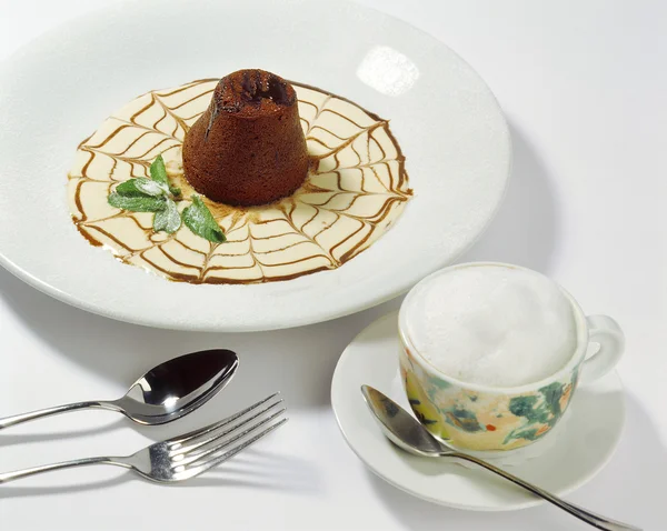 法式奶油巧克力与咖啡布丁 — 图库照片