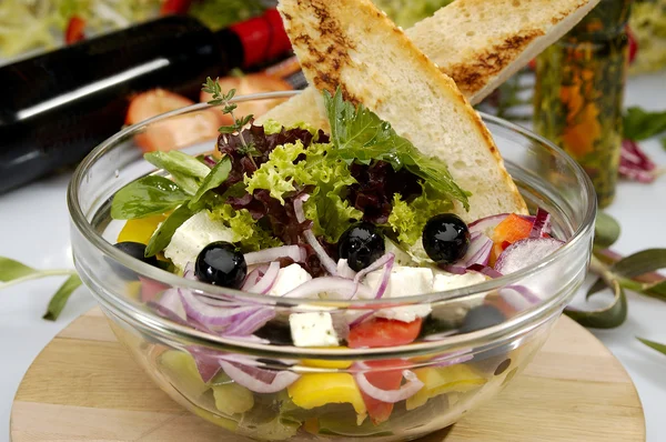 Yunan Salatası Fetta Peyniri Sebze — Stok fotoğraf