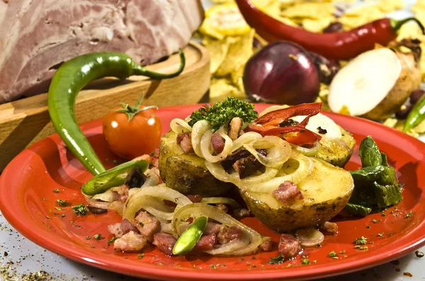 Meksikalı Patates Pastırma Jalapenos Ispanak — Stok fotoğraf