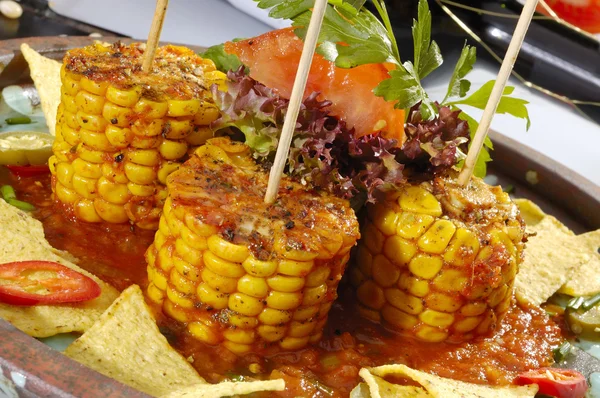 Baked corn with salsa