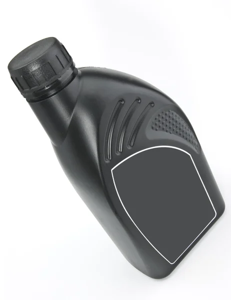 Black Plastic Bottle Motor Oil — Stock Photo, Image