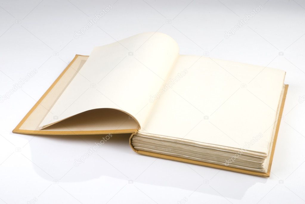 Blank opened book cover yellow