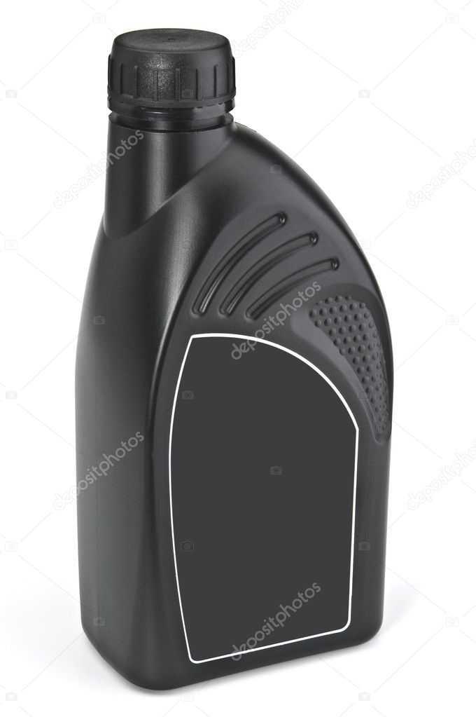 The black plastic bottle of motor oil