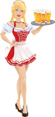 Oktoberfest girl with tray of beer clipart