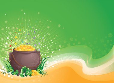 Pot of gold on Saint Patrick's Day. clipart