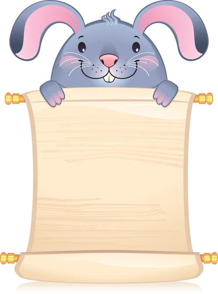 Conejo con pergamino — Vector de stock