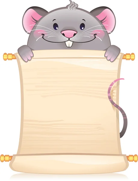 Rata con pergamino — Vector de stock