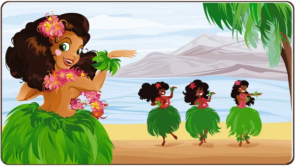 Danseuse de Hula à Hawaï . — Image vectorielle