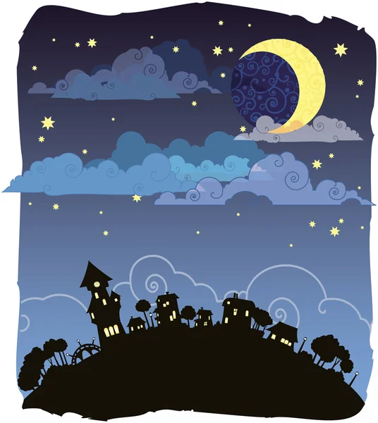 Лунный ночной плакат — стоковый вектор