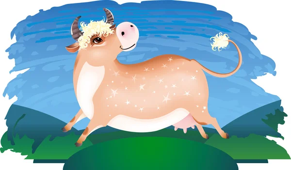 Merry springen koe — Stockvector