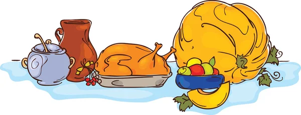 Thanksgiving dinerŞükran günü yemeği — Stok Vektör