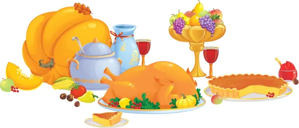 Thanksgiving dinerŞükran günü yemeği — Stok Vektör