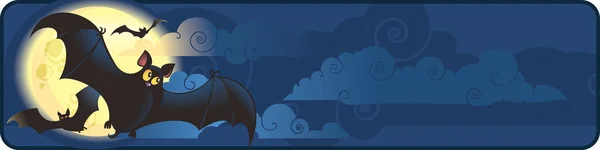 Halloween banner with flying bats — Stock Vector