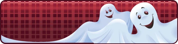 Banner de Halloween com fantasmas — Vetor de Stock