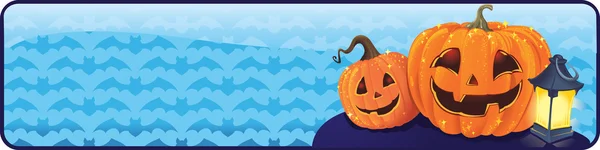 Banner de Halloween con una linterna jack-o — Vector de stock