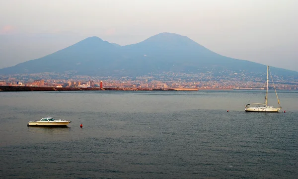 Vista Panorámica Aérea Hermosa Del Monte Vesubio Ciudad Nápoles Con — Foto de Stock
