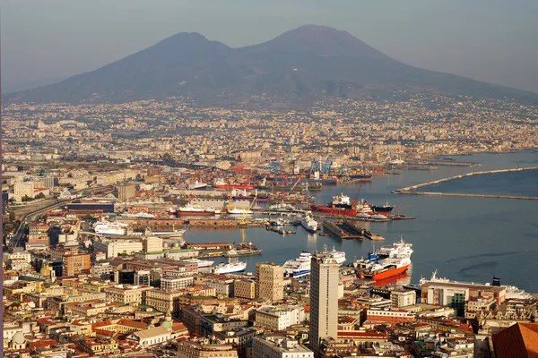 Flygfoto Över Neapel Stad Med Mount Vesuvius — Stockfoto
