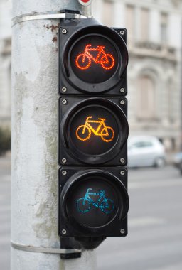 Red and amber color on the traffic light for bicycles clipart