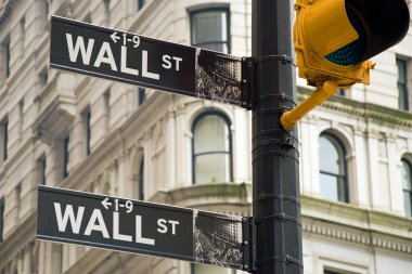 Wall street signs in New York city clipart