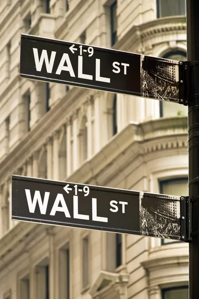 Wall Street tábla New Yorkban — Stock Fotó