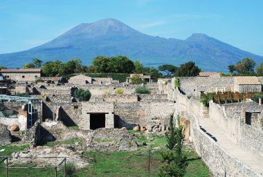 Pompei ruins in italy with Mount Vesuvius clipart