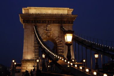 Budapeşte 'de gece zincirli köprü