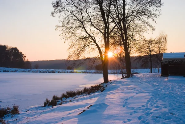 stock image Winter sunset time in the poland