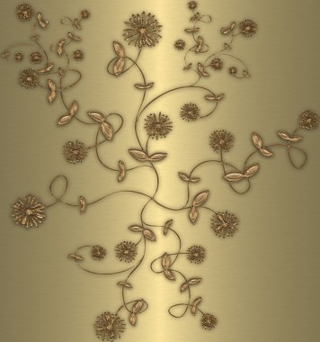 Gold floral vintage clipart