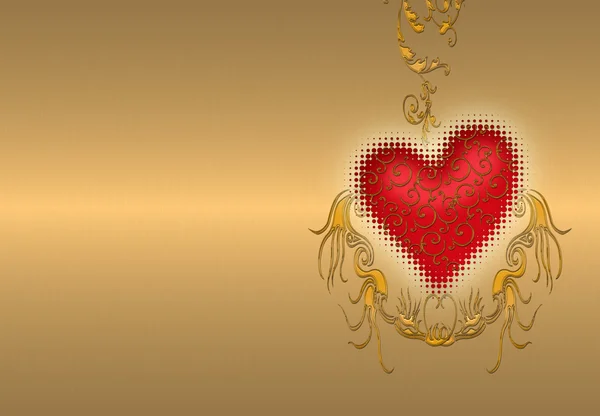 Hearts on the gold background — Stock Photo, Image