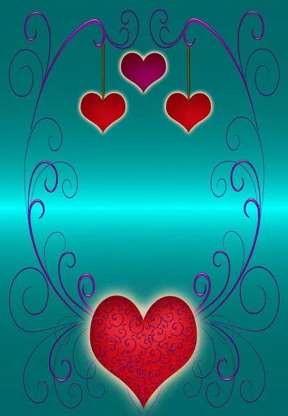 Κόκκινο καρδιά στα μπλε mackground — Φωτογραφία Αρχείου