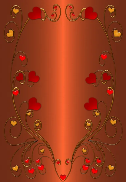 Rotes Herz auf seidigem Glanz-Hintergrund — Stockfoto