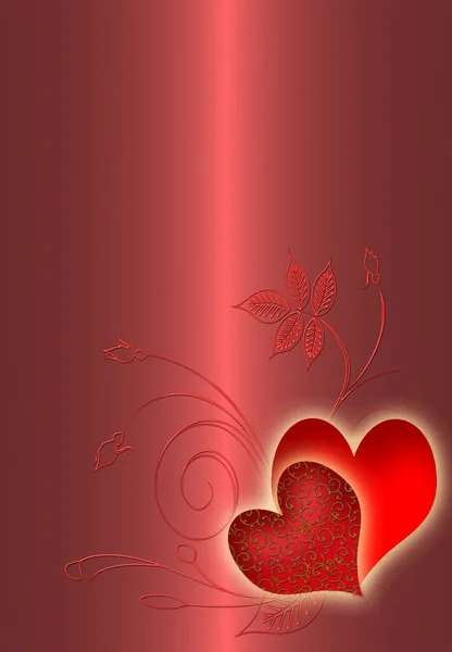 Rött hjärta på silky shine bakgrunden — Stockfoto