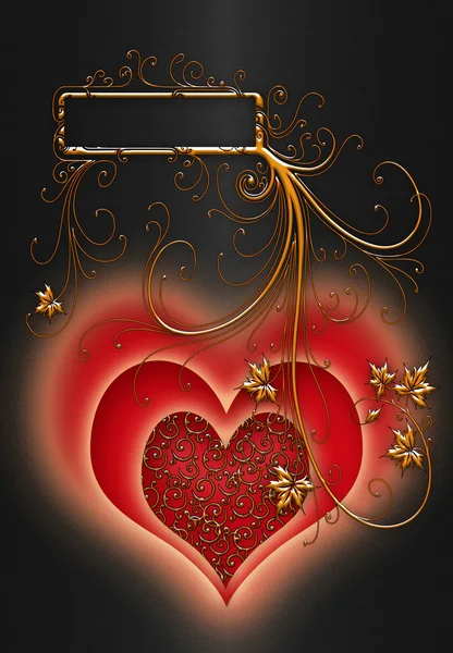 Red hearts on the black background — Stock Photo, Image