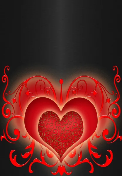 Red hearts on the black background — Stock Photo, Image