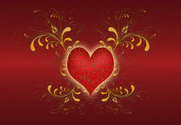 Coração no fundo vermelho — Fotografia de Stock
