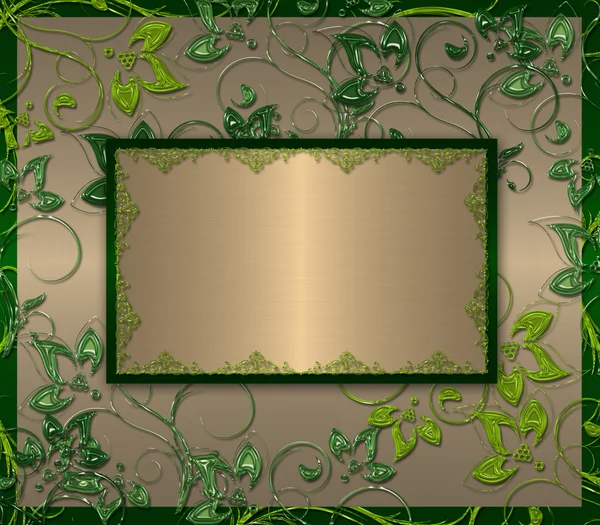 Вінтажна зелена квіткова золота рамка — стокове фото