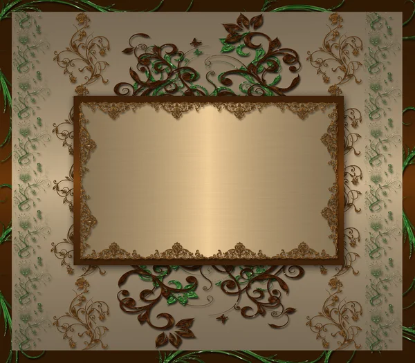 Винтажная зеленая цветочная золотая рамка — стоковое фото