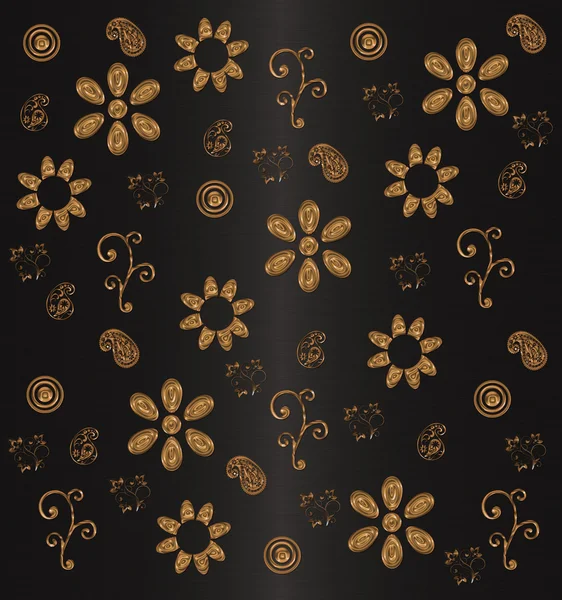 Золота квітка на чорному тлі — стокове фото