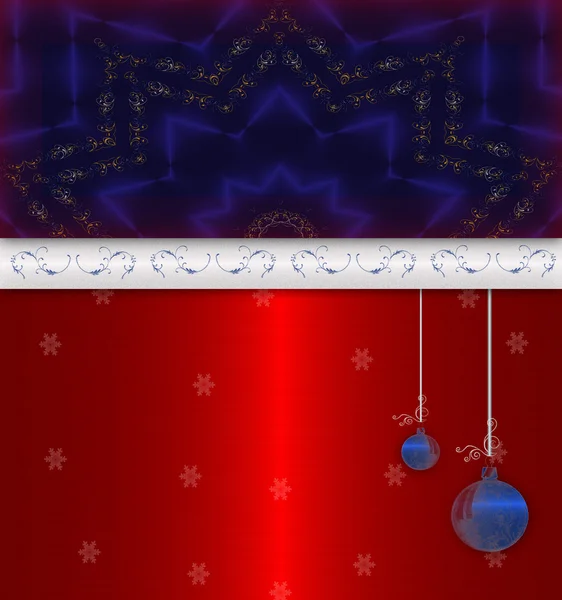 Red with blue cristmas background — Stock Photo, Image