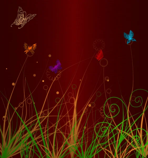 クラレットの背景に色の蝶 — ストック写真