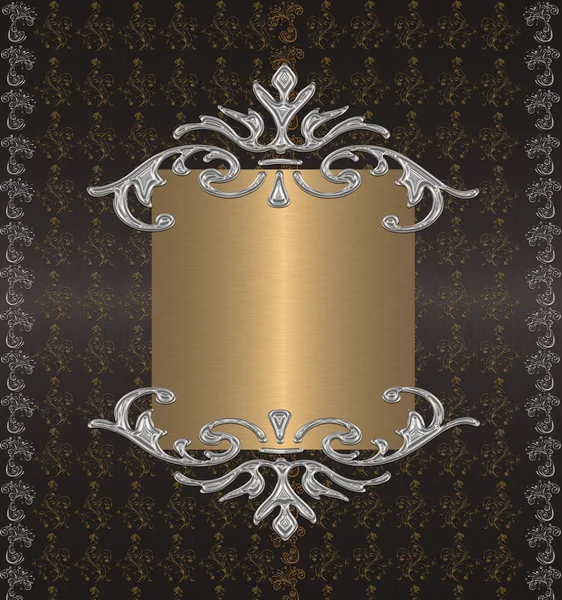 Золото с серебряным винтажем на черном фоне — стоковое фото