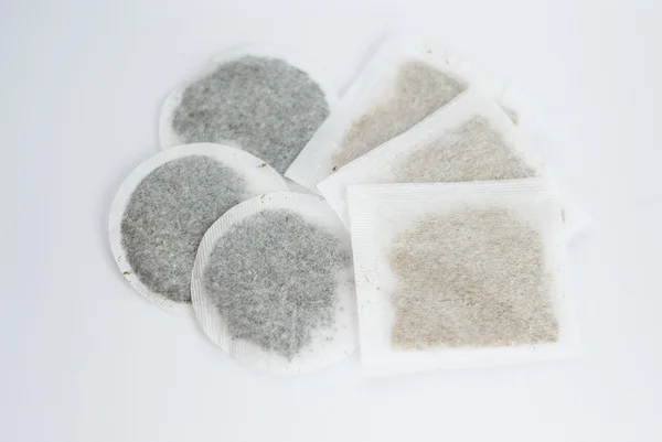 Close-up de saco de chá isolado no fundo branco — Fotografia de Stock
