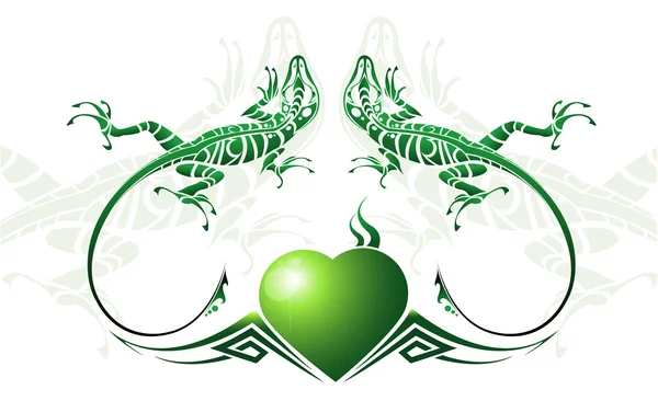 Yeşil Kertenkele — Stok Vektör