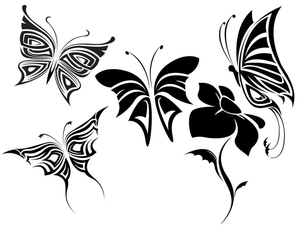Mariposas tribales — Archivo Imágenes Vectoriales