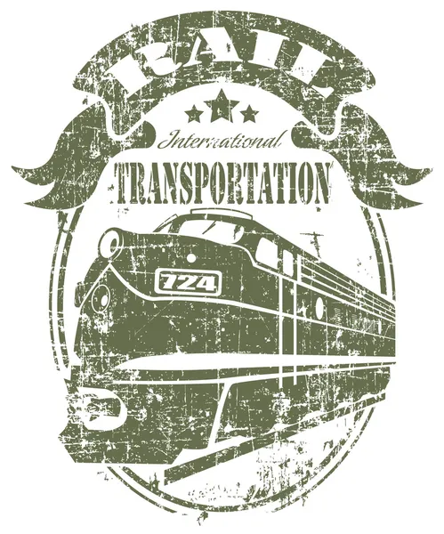 Rail transportation stamp — Stock Vector