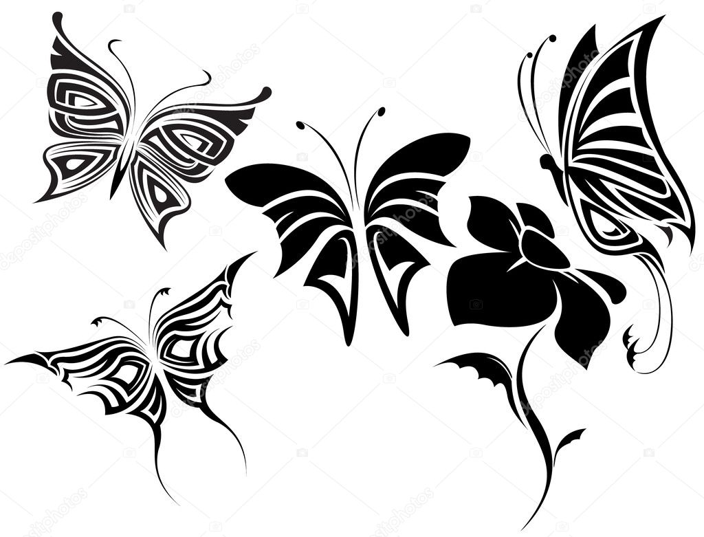 Butterflies tribal — Stock Vector © osipovev #5360968
