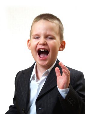 Small boy in shirt and suit clipart