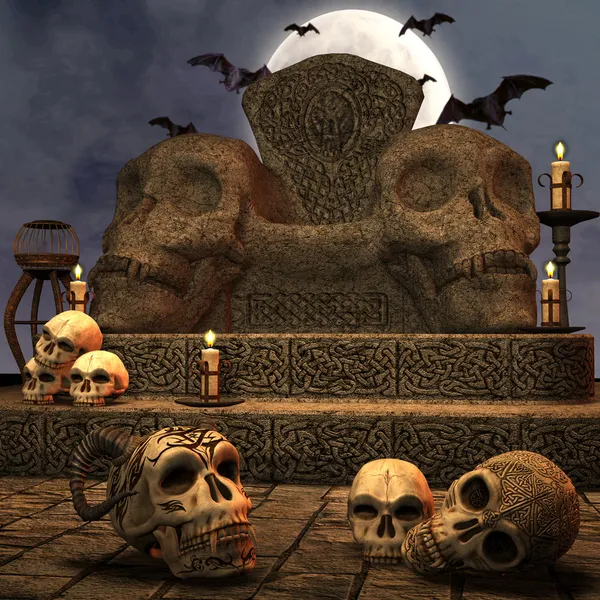 Altar Espeluznante Con Cráneos Huesos —  Fotos de Stock